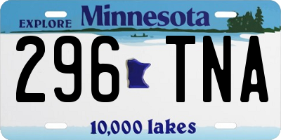 MN license plate 296TNA