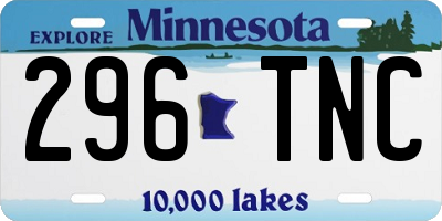 MN license plate 296TNC