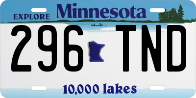 MN license plate 296TND