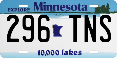 MN license plate 296TNS