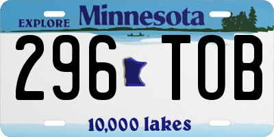 MN license plate 296TOB