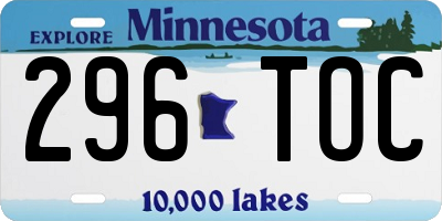 MN license plate 296TOC