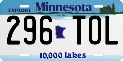 MN license plate 296TOL