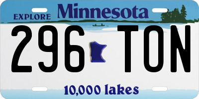 MN license plate 296TON