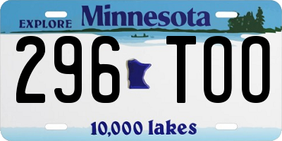 MN license plate 296TOO