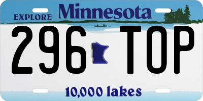 MN license plate 296TOP