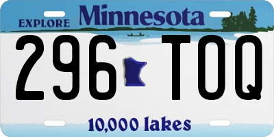 MN license plate 296TOQ