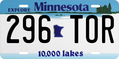 MN license plate 296TOR