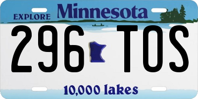 MN license plate 296TOS