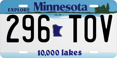 MN license plate 296TOV