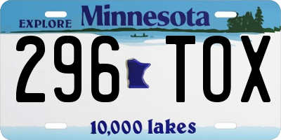 MN license plate 296TOX