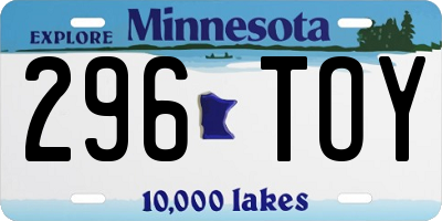 MN license plate 296TOY