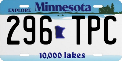 MN license plate 296TPC