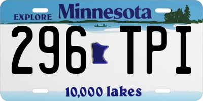 MN license plate 296TPI