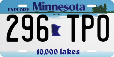 MN license plate 296TPO
