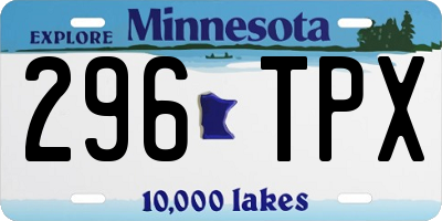 MN license plate 296TPX