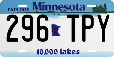 MN license plate 296TPY