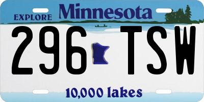 MN license plate 296TSW
