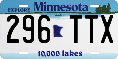MN license plate 296TTX