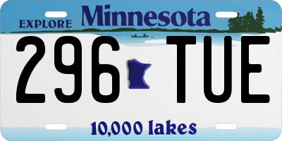 MN license plate 296TUE