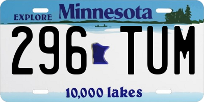 MN license plate 296TUM
