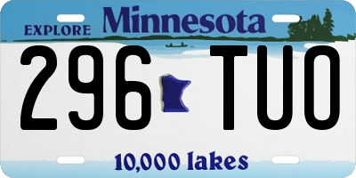 MN license plate 296TUO