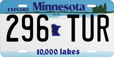 MN license plate 296TUR