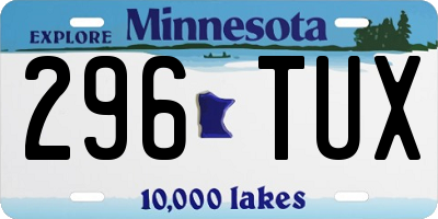 MN license plate 296TUX
