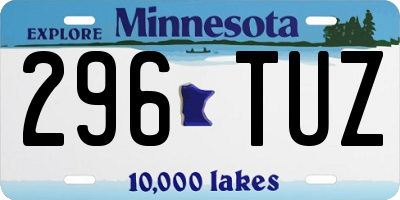 MN license plate 296TUZ