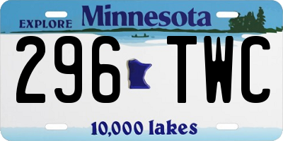 MN license plate 296TWC
