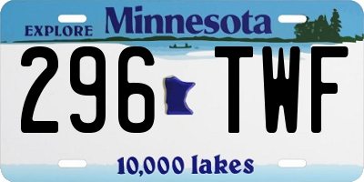 MN license plate 296TWF