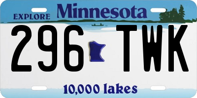 MN license plate 296TWK