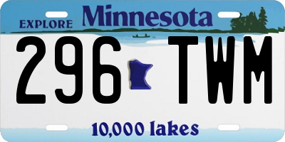 MN license plate 296TWM