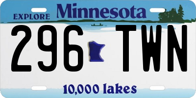 MN license plate 296TWN