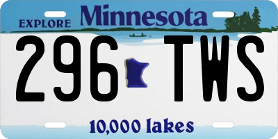 MN license plate 296TWS