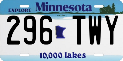 MN license plate 296TWY