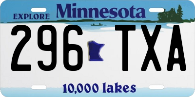 MN license plate 296TXA