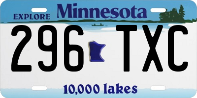 MN license plate 296TXC