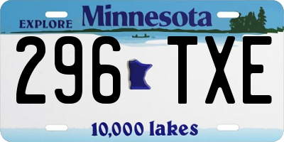 MN license plate 296TXE