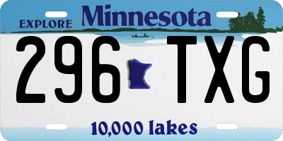 MN license plate 296TXG