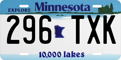 MN license plate 296TXK