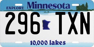 MN license plate 296TXN