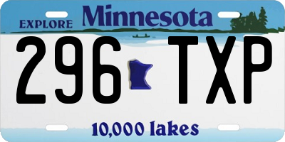 MN license plate 296TXP