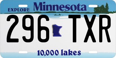 MN license plate 296TXR