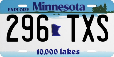 MN license plate 296TXS