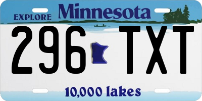 MN license plate 296TXT