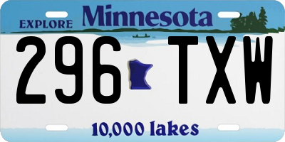MN license plate 296TXW