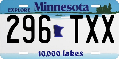 MN license plate 296TXX