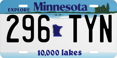 MN license plate 296TYN