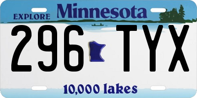 MN license plate 296TYX
